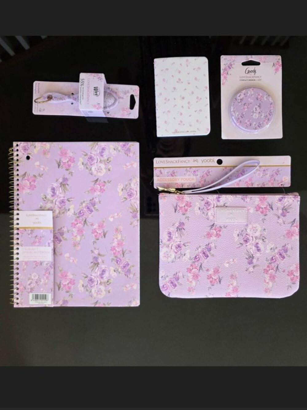 LoveShackFancy Target pencil case wristlet pouch purple brush mirror Bundle 5